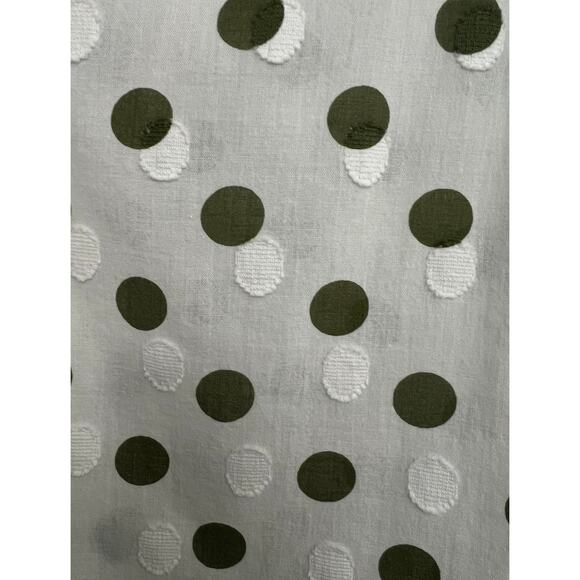 Talbots Classic Cotton Button Front Shirt White w/Green White Dots Size S - Picture 3 of 9